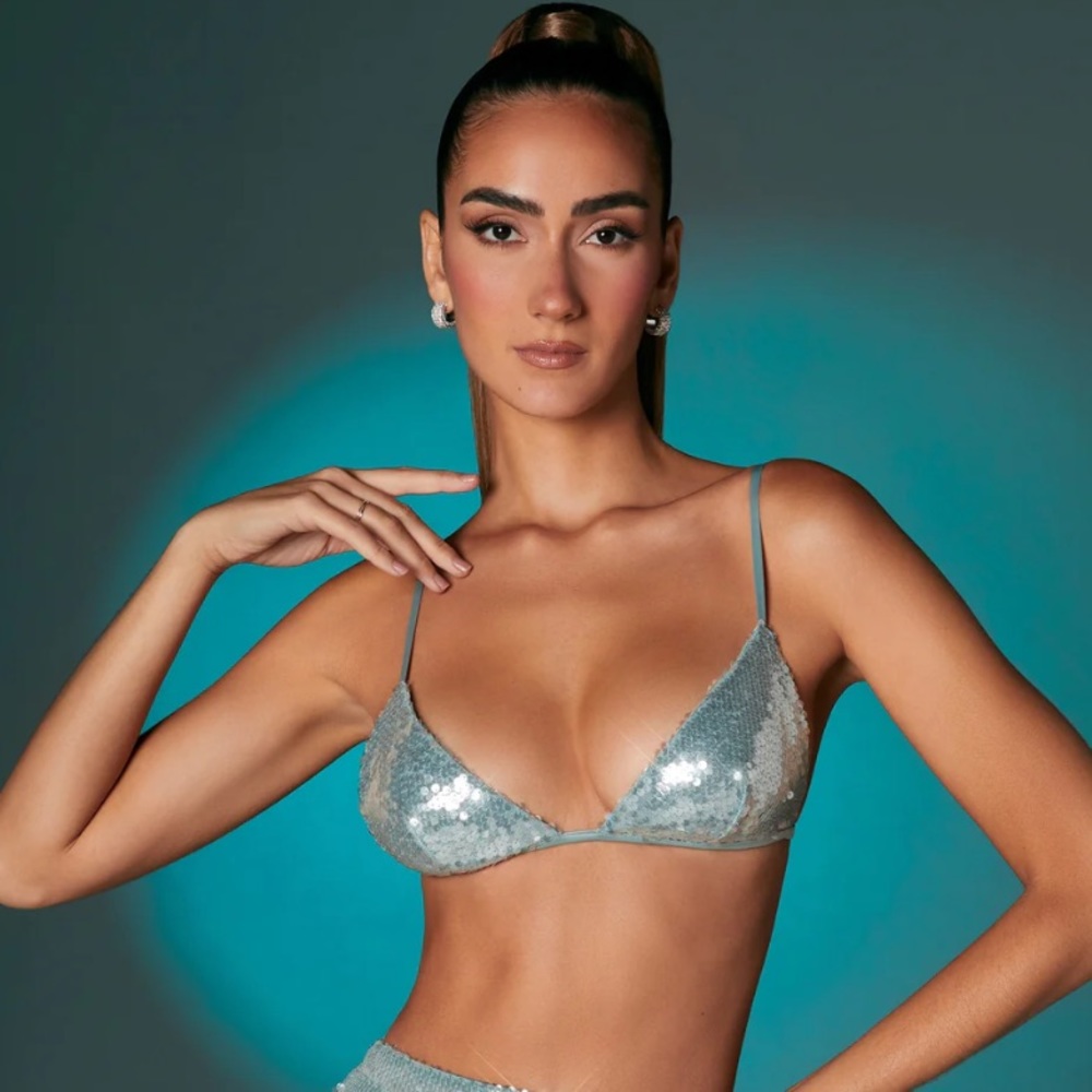 Sequin Bralette in Steel Blue 🩵